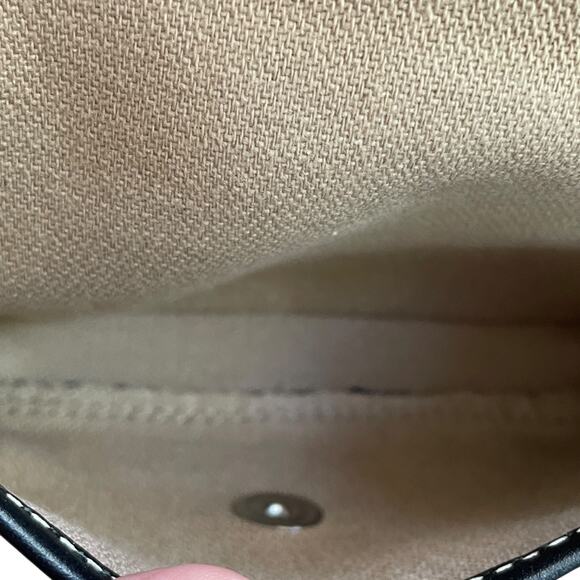 DOONEY & BOURKE Black Silver DB Logo Canvas Leather Trim Snap Clutch Wristlet - Picture 6 of 8